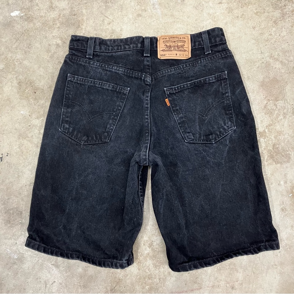 Levi's 550 Orange Tab Vintage Denim Jean Shorts Size 31 Black Faded USA Relaxed